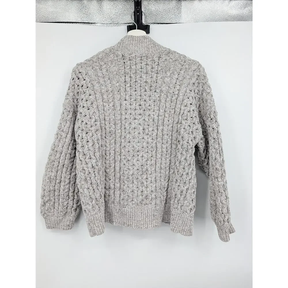Abercrombie & Fitch Light Gray Chunky Knit Cardigan - Picture 6 of 6